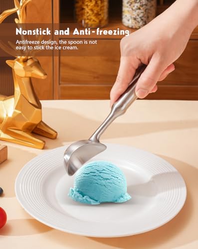 Ice Cream Scoop, One Piec Heavy Duty Stainless Steel Sturdy Icecream Scooper Cookie Fruit Scoop, Durable NO Paint NO Coating Dishwasher Safe - Image 4