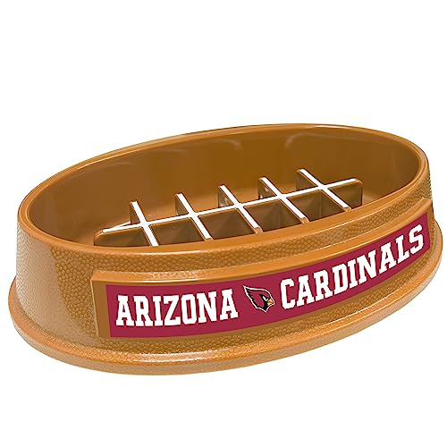 Image of NFL Super-Bowl Arizona Cardinals Slow Feeder Dog & Cat Bowl. Football Design for Healthy Digestion. Non-Slip for Large & Small Pets