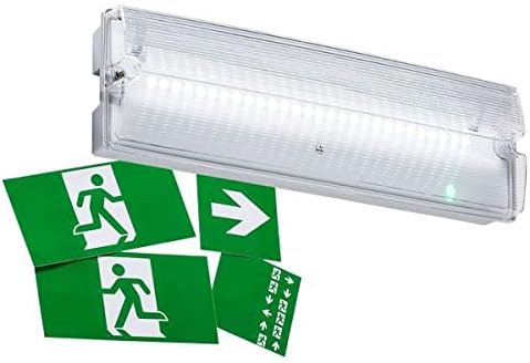 Meridian 12" Fluorescent Lighting Emergency Fitting 3hr Non-maintained 8W 240V AC 50Hz Exit Sign White/Clear Light Weatherproof IP65