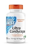 Doctor's Best, Ultra Cordyceps, 750mg, 60 Cápsulas veganas, Extracto de Hongos, Probado en Laboratorio, Sin Gluten, Sin Soja, Vegetariano