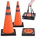 BATTIFE [2 Pack] 28 Inch Collapsible Traffic Safety Orange Cones with Black Weighted Base, Multi Purpose Pop-up Cones and Reflective Collar, for Road Parking, Driving Practice.