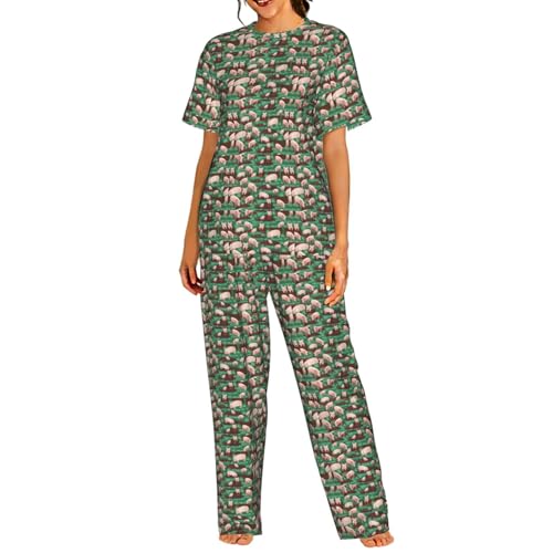 Pyjama à manches courtes femme imprimé cochons vêtement de nuit léger
