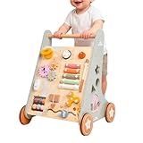 Lauflernwagen für Kinder, leises Set mit verstellbarem Griff, aus Holz, für und Mädchen im Klassenzimmer drinnen und draußen beim Gehen