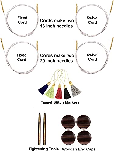 Lantern Moon Ancestry 4-Inch 9-Pair Interchangeable Circular Knitting Needle Set Handcrafted Ebony Us 2.5, 3, 4, 5, 6, 7, 8, 9, 10, Silk Case, 4 Cords, 4 End Caps, Bundle With 1 Artsiga Crafts Bag #TOP4