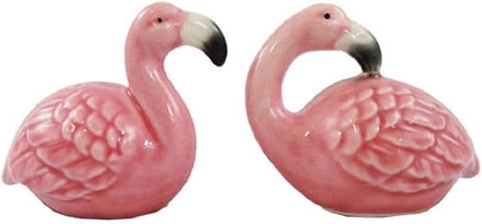 Pink Flamingo Ceramic Salt and Pepper Shakers 3.4 x 2.5 Inches Decorative Kitchen Accessory
