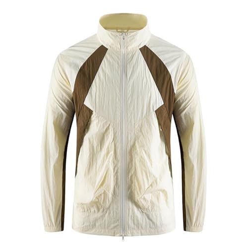Sun Protection Jacket No Hood Men Lightweight Zip Up Stand Collar Windbreaker UPF 50+ Outdoor Golf Gym Hiking Outwear