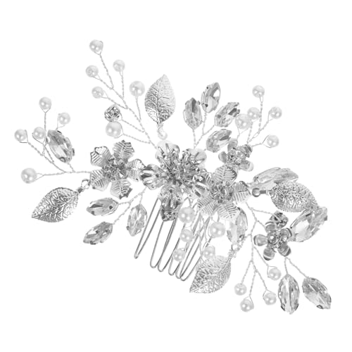 PACKOVE Strass Haarkamm Hochzeit Blumen Silber