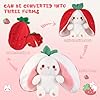 Emoin Bunny Stuffed Animal Reversible Cuddle Strawberry Bunny Plush Transformed Rabbit Toy Plush with Zipper Easter Bunny Plushies Gifts for Baby Boys Girls-7Inch #2