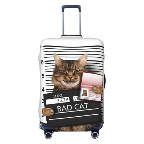 Funny Bad Cat Offender Travel Luggage Cover Fits 18-32 Inch Luggage, Elastic Suitcase Cover Protector with Concealed Zipper for Wheeled Suitcase Tsa Approved