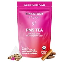 شاي Pink Stork العضوي PMS لتوازن الهرمونات ، تقلبات المزاج ، الانتفاخ ، وانتظام الفترة - 8 أعشاب - Vitex ، Red Raspberry Leaf ، Chamomile - خالٍ من الكافيين - 15 كيسًا ، حار أو مثلج