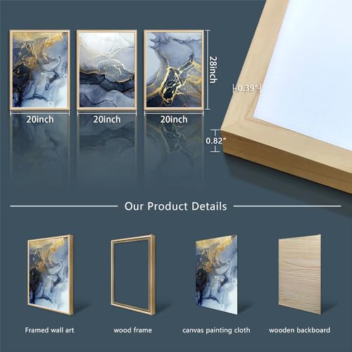 Natural Wood Framed Wall Art for Living Room Abstract Wall Decor for Bedroom Abstract Ink painting Wall Artworks Pictures for Office Decoration Large Size Home Decorations Posters Framed Art Prints