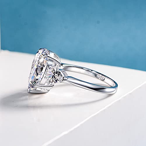 5 Carat Pear Cut Lab Created Large Diamond Ring, Wedding Band Engagement Ring for Women, D Color VVS1 Clarity, 18K White Gold Plated 925 Sterling Silver Lab-Grown Promise Rings2
