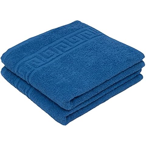 CLASSIC BLUE 2 X HAND TOWELS SET 50X90 100% NATURAL COTTON 500 GSM THICK ABSORBENT TOWEL, HOTEL QUALITY RINGSPUN Cover