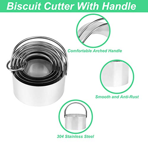 Huinf Pastry Cutter Set,Dough Blender And Round Biscuit Cutter Stainless Steel,Heavy Duty Pastry Blender,5 Circle Cookie Cutter With Handle-Smooth Baking Dough Tools #TOP1