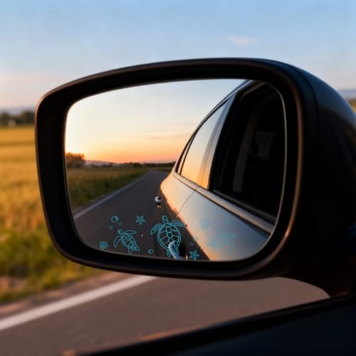 Sea Turtle Gifts for Turtle Lovers 2 Pcs Vinyl Decals Blue Car Accessories Cute Rear View Car Decals and Stickers Rearview Mirror Cars Mirror Sticker Fathers Day Mothers Gifts Birthday Gift Christmas - 1
