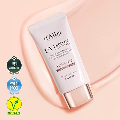 D'alba Italian White Truffle Waterfull Tone-Up Sunscreen, Vegan Skincare, Tinted Moisturizer With Spf 50+ Pa++++, Glowy Sunscreen, Gentle And Safe Use For All Skin Types #TOP1