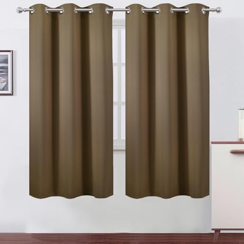 Image of LEMOMO Brown Thermal Blackout Curtains /42 x 72 Inch /Set of 2 Panels Room Darkening Curtains for Bedroom