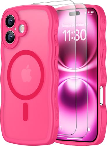Coque magnétique pour iPhone 16 avec protection complète de l'appareil photo rose