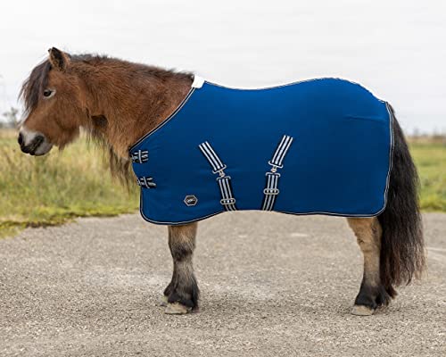 QHP Couverture polaire Shetty avec sangles croisées (75 cm, bleu)