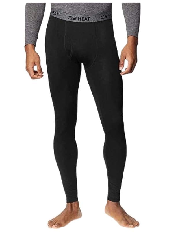 32 Degrees Men's 2-Pack Performance Lightweight Thermal Baselayer Legging Pant, Black/Black, XXL