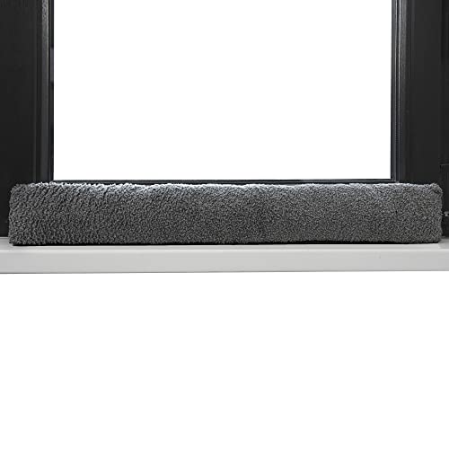 Urhome Boudin de porte en laine vierge pour fenêtre - 100 cm - le ruban-crochets grise - Joint de sol autocollant - Isolation de porte unilatérale - Protection contre le bruit et les courants d'air Cover