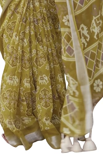 Image of MIRCHI FASHION Saree for Woman Cotton Blend Printed | Traditional Ethnic Sari for Ceremonial Use and Farewell with Blouse Piece