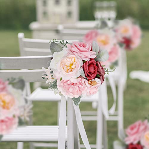 LELEE Artificial Flowers Rose Silk Flower Combo Dusty Purple Peach Pink Foam Roses Bulk Decor Set for Wedding Bouquets Centerpieces Arrangements Cake Party Table Bridal Baby Shower Home Decorations