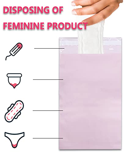 Image of Feminine Hygiene Disposal Bags, Sanitary Napkin Disposal Bags for Tampons and Pads Pink, Block Odors, Great Adhesion 200Pcs