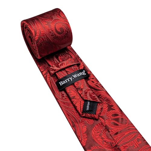 Image of Barry.Wang Men Ties Paisley Woven Silk Necktie Set with Pocket Suqare Cufflinks Formal
