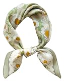MINIDORA Satin Scarves for Women 27.5 × 27.5 inches Medium Square Elegant Silk Feeling Head Scarf D007-Green