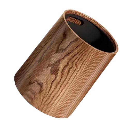 Hohopeti Large Capacity Trash Can Imitation Wood Grain White for Living Room Kitchen Bedroom Desk Laundry Room