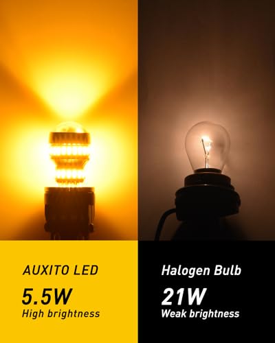 Image of AUXITO Upgraded 1157 LED Bulb Amber Yellow Super Bright 2057 2357 7528 BAY15D LED Replacement Light Kit for Front Rear Turn Signal Light Blinker Parking DRL Tail Lights, Pack of 2