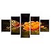 Produktbild Ssckll Gemälde Modular Hd Print 5 Stück Poster Gelbe Blumen Und Schmetterlinge Leinwandbilder Wandkunst Dekor Home Schlafzimmer-Rahmenlos