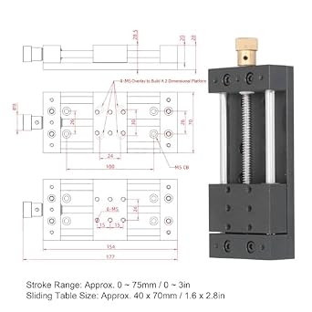 Linear Stage, Rustproof Aluminium Alloy Manual Sliding Table 40x70mm for Equipment