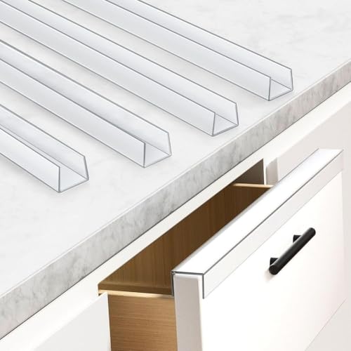 URPIZY Lot de 4 protections de porte d'armoire solides en PVC, 19 mm d'épaisseur, transparentes, faciles à couper, à clipser sans colle pour armoires, façades de magasins, étagères et meubles