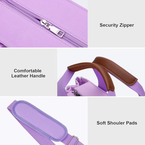 Image of KKXIU Canvas Tote Bag for Women with Zipper and Compartments Crossbody Large Bible Messenger Purse Bag With Pockets