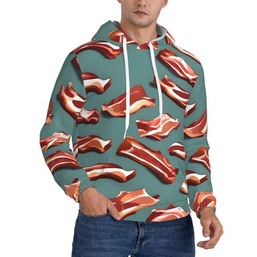 Sweat à capuche homme en polyester EdWal avec motif bacon et poche