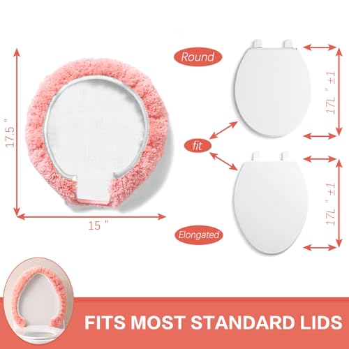Image of Microfiber Toilet Lid Cover, 17.5 inchx15 inch Fits Round Oblong and Elongated