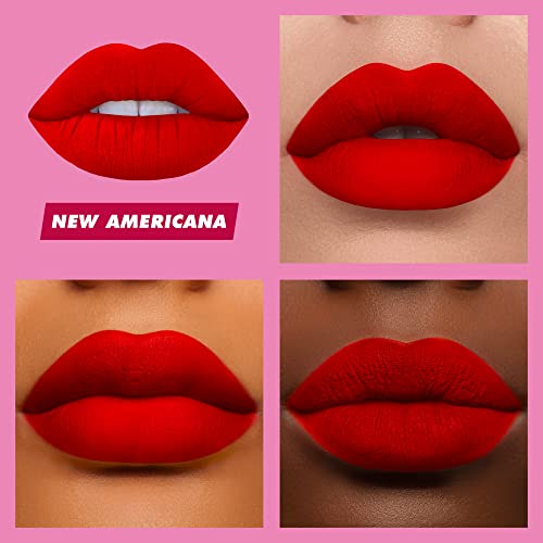 Lime Crime Velvetines Liquid Matte Lipstick, New Americana (Flame Red) - Bold, Long Lasting Shades & Lip Lining - Stellar Color & High Comfort For All-Day Wear - Talc-Free & Paraben-Free #TOP3
