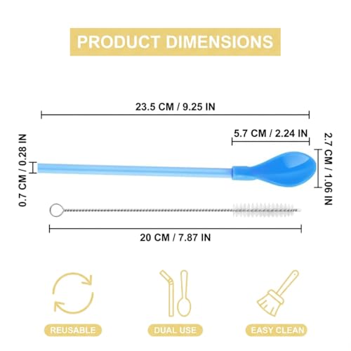 JIRVEX Lot de 20 pailles cuillères 2-en-1 23,6 cm pour granité, bubble tea, milkshake et cocktail avec brosse de nettoyage – Pailles colorées pour boissons glacées – vue 6