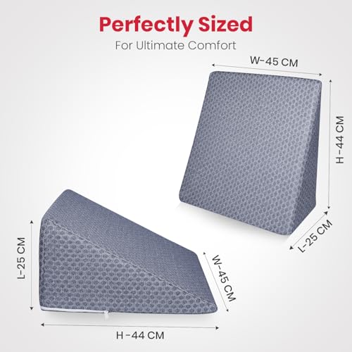 Image of AGEasy Wedge Pillow | 100% Memory Foam Orthopedic | Triangular Cushion for Leg Elevation, Back Support, Acid Reflux, Snoring | Improves Comfort & Posture (Lavender Grey)