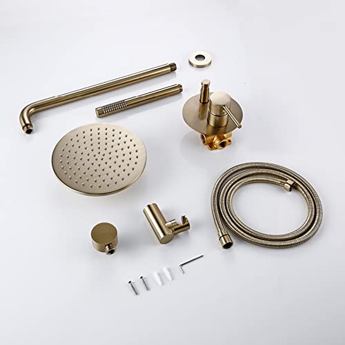 Ensemble de robinet de douche en or brossé avec douchette et mitigeur