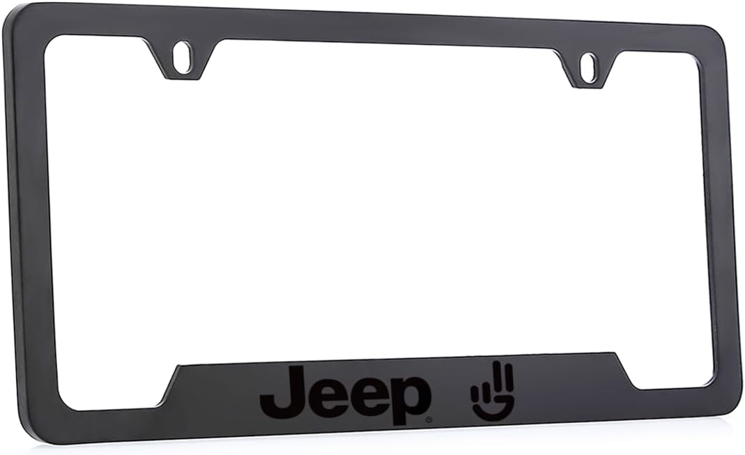 Jeep Wave License Plate Frame Quantity 1 Included (Black Metal)
