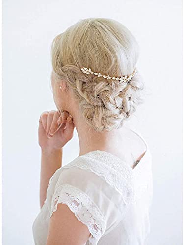Prosy Rosy Braut Hochzeit Kristall Haar Reben Braut Stirnband Blume Strass Haarkamm Slides Haarschmuck für Frauen und Mädchen (Silber)