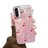 Tedyhulle Funda para Samsung Galaxy A56 5G/ A36 5G, Lindo Patrón de Cereza Rosa Dibujos Diseño Aesthetic Mujer Niñas Carcasa, Delgado Silicona Suave TPU Bumper y Duro PC Atrás Protección Case Cover