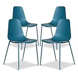 POLY & BARK Isla - Juego de 4 sillas de comedor modernas, verde