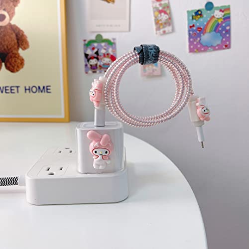 Image of DIY Cable Protector Charger Wire Saver - Data Cable 18W /20W USB-C Charger Line Protector-Compatible with iPhone 14 13 12 11 Pro Max (Pink Cat)