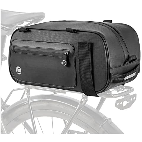 WOTOW Bike Rear Rack Pannier Bag, 22.5L Large Capacity Expandable Bicycle Trunk Bag with Double Sides Zipper Pockets, Water Resistant Bike Back Seat Storage Pouch Reflective for Outdoor Commuter Cover
