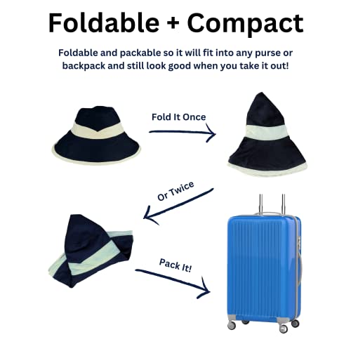 Cotton Hat With Brim, Foldable Summer Hat For Women Travel - Foldable Hats For Women Travel, Sun Protection Big Brim Hat (Turquoise/Cream) #TOP6