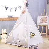 🎁 EL PAQUETE CONTIENE TODOS LOS ARTÍCULOS QUE DESEAS: Fundas de tela para tienda tipi, postes de madera, conectores, carteras, tapetes, luces de cuerda (sin pilas), refuerzos, fundas antideslizantes, banderas, ovillos. No es necesario que pierdas tu tiempo para encontrar el accesorio adecuado.
